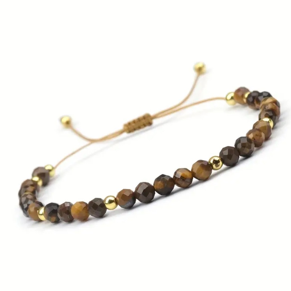 Tiger Eye Adjustable Bracelet of Protection, Grounding and Healing - 4mm beads